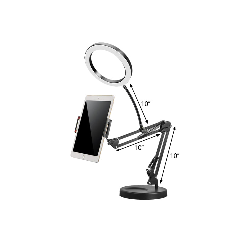 BowLift | LED Make-Up Light Minimalist Metal Mobile Phone Holder Fill Light in Black with Foldable Arm