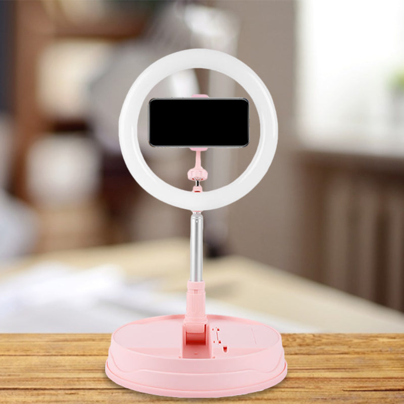 BowLift | Metallic Round Makeup Lighting Modern Style USB LED Fill Flash Light in Pink