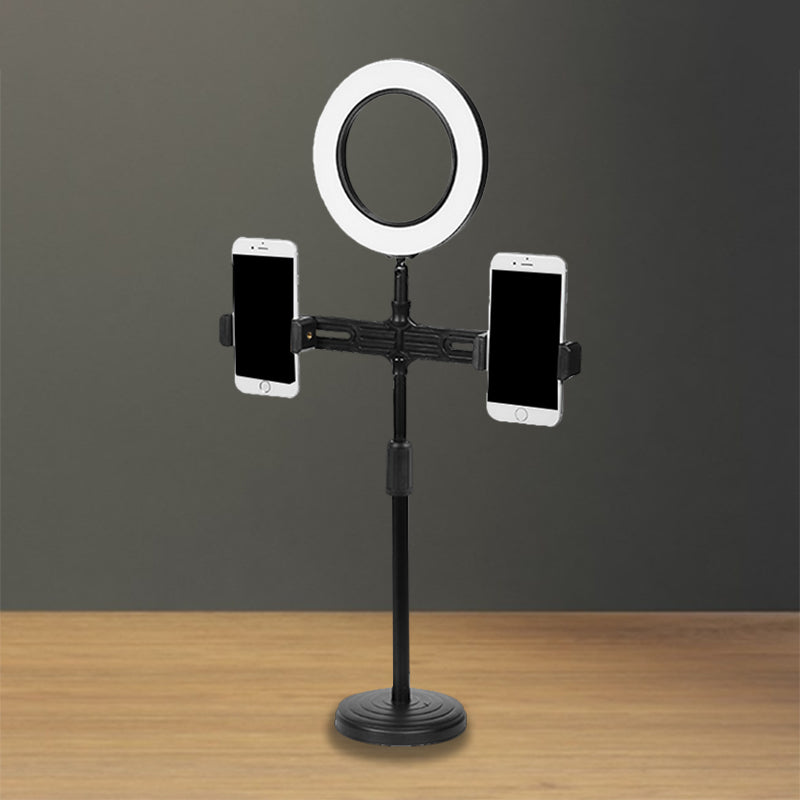 BowLift | Metallic Circular Make-Up Lamp Modernist LED Fill Light in Black with USB Port
