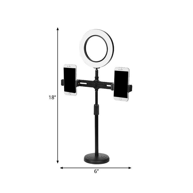 BowLift | Metallic Circular Make-Up Lamp Modernist LED Fill Light in Black with USB Port