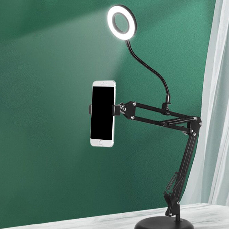 BowLift | Metal Ring Vanity Lighting Contemporary LED Black Fill Flush Lamp with Adjustable Arm