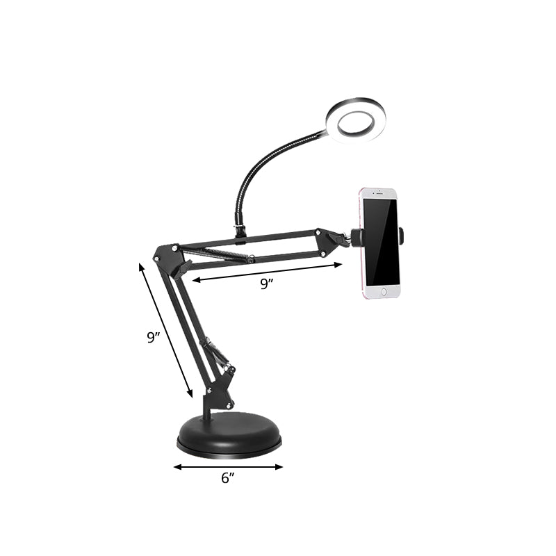 BowLift | Metal Ring Vanity Lighting Contemporary LED Black Fill Flush Lamp with Adjustable Arm
