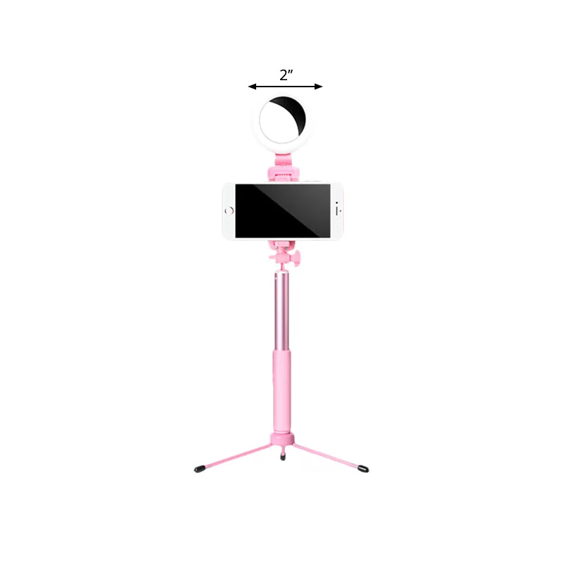 BowLift | Modernist LED Mirror Lighting Pink Circle USB Fill Lamp with Metallic Shade, Design for Phone Holder