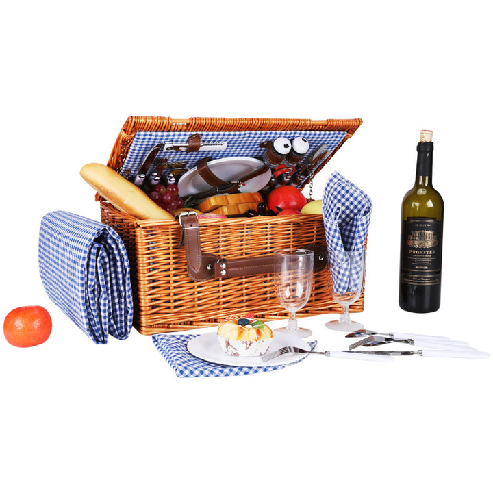 Ladies luxurious picnic basket with integrated crockery set and insulated cooler compartment Bowlift