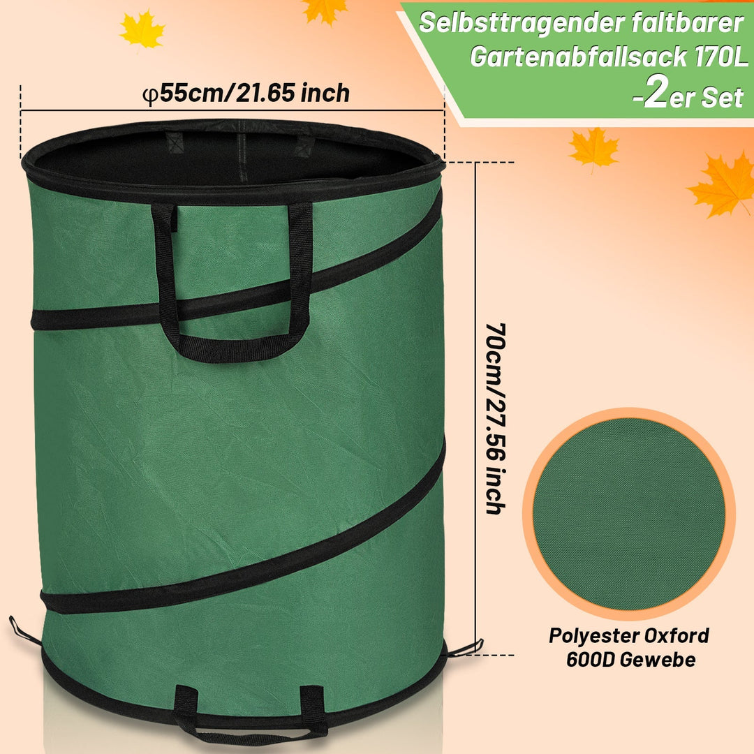 Gartensack Pop Up Garden Waste Bag 170L with Handles | Bowlift