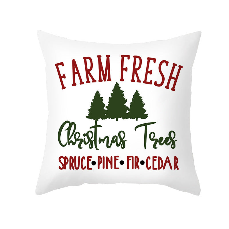 Festive Christmas Tree Typography Throw Pillow Cover
