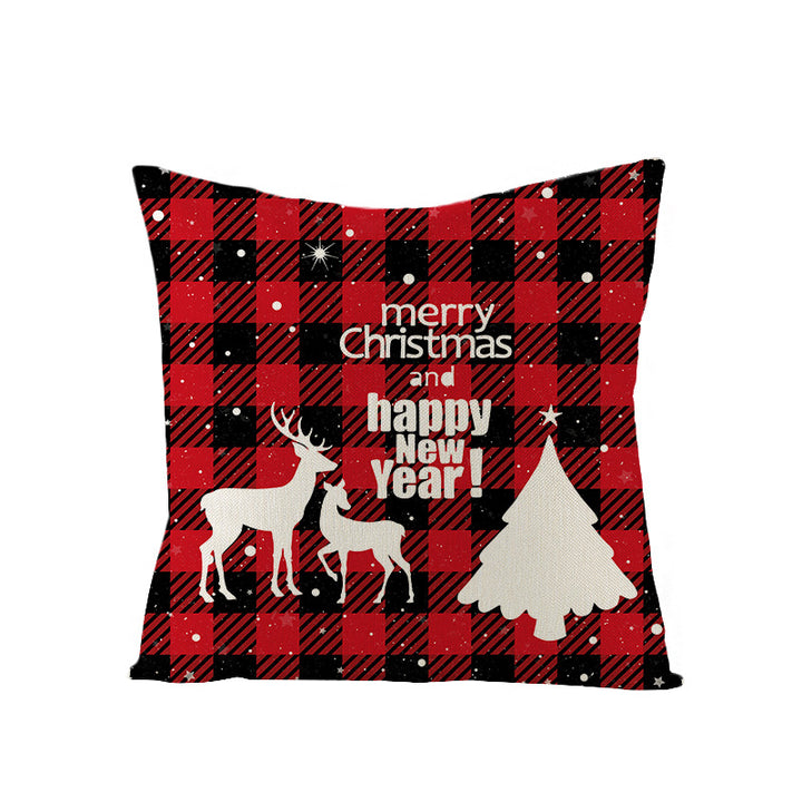 Festive Linen-Texture Decorative Throw Pillow Cover with Sleigh Rides Graphic