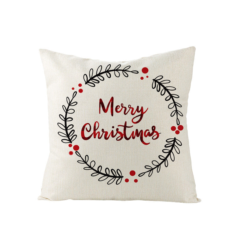 Festive Linen-Texture Decorative Throw Pillow Cover with Sleigh Rides Graphic