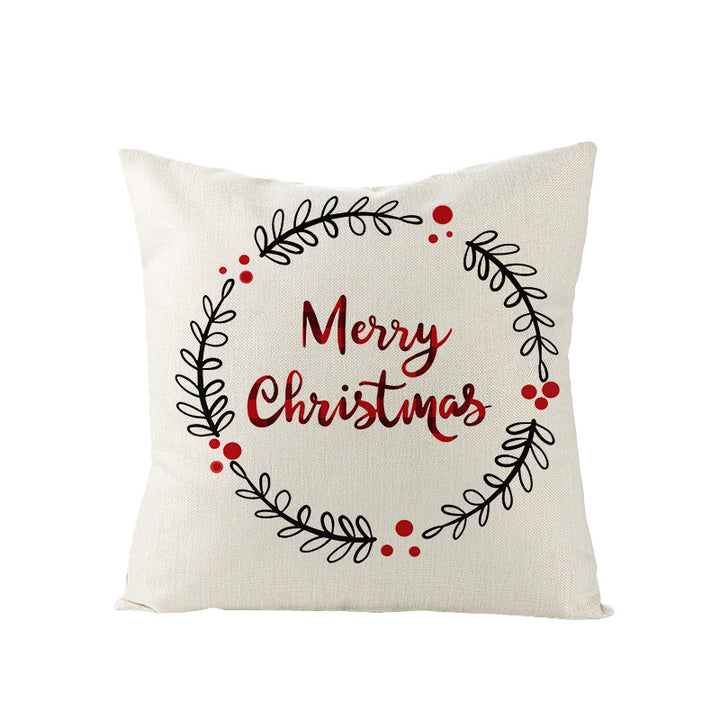 Festive Linen-Texture Decorative Throw Pillow Cover with Sleigh Rides Graphic
