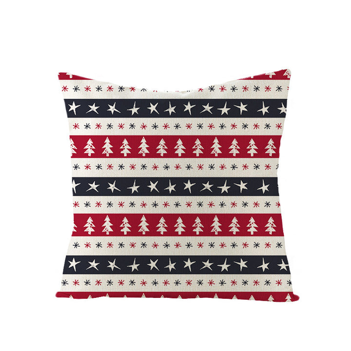 Festive Linen-Texture Decorative Throw Pillow Cover with Sleigh Rides Graphic