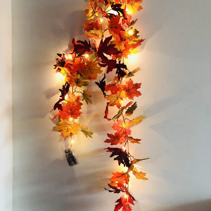 BowLift | Maple Leaf Rattan Party Window Patio Party Thanksgiving Harvest Festival Decoration String Lights