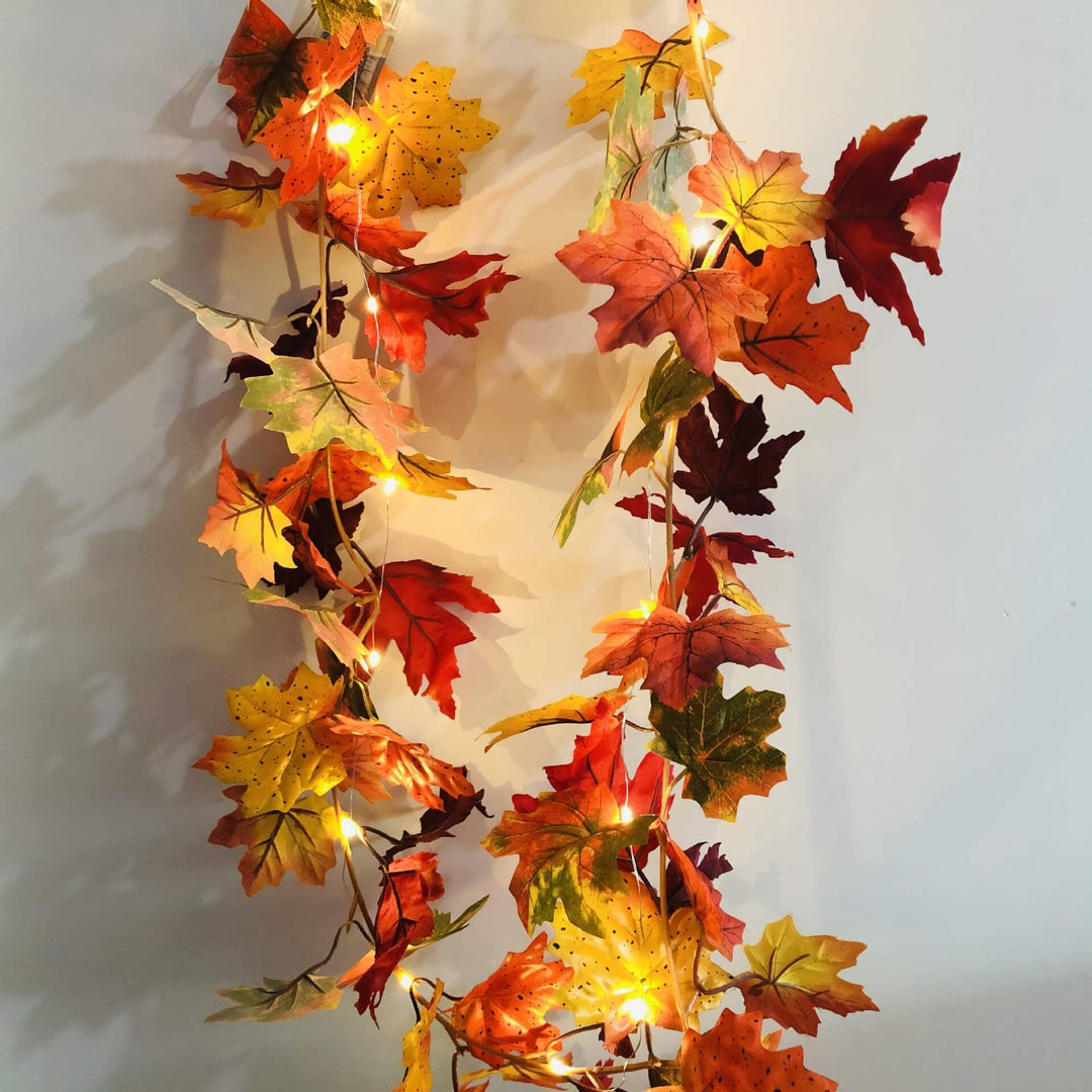BowLift | Maple Leaf Rattan Party Window Patio Party Thanksgiving Harvest Festival Decoration String Lights