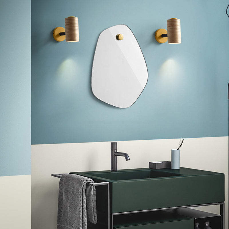 BowLift | Cylindrical Wood Wall-Mounted Light Minimalism 1 Light Yellow/Blue/Green Wall Light for Bathroom