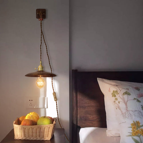 BowLift | Wooden Tray Plug Wall Lighting Ideas Rustic 1 Light Bulb 8