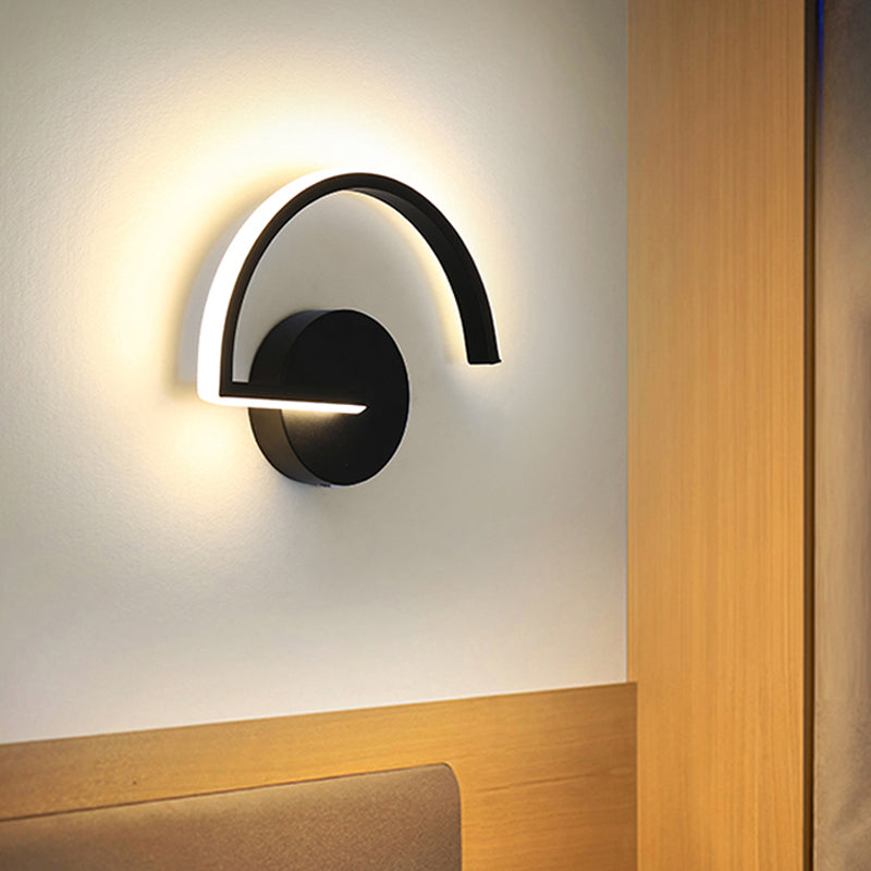 BowLift | Minimalistic Half-Round Metal Wall Lamp Ideas LED Wall-Mounted Lighting with Open Design, Warm/White Light