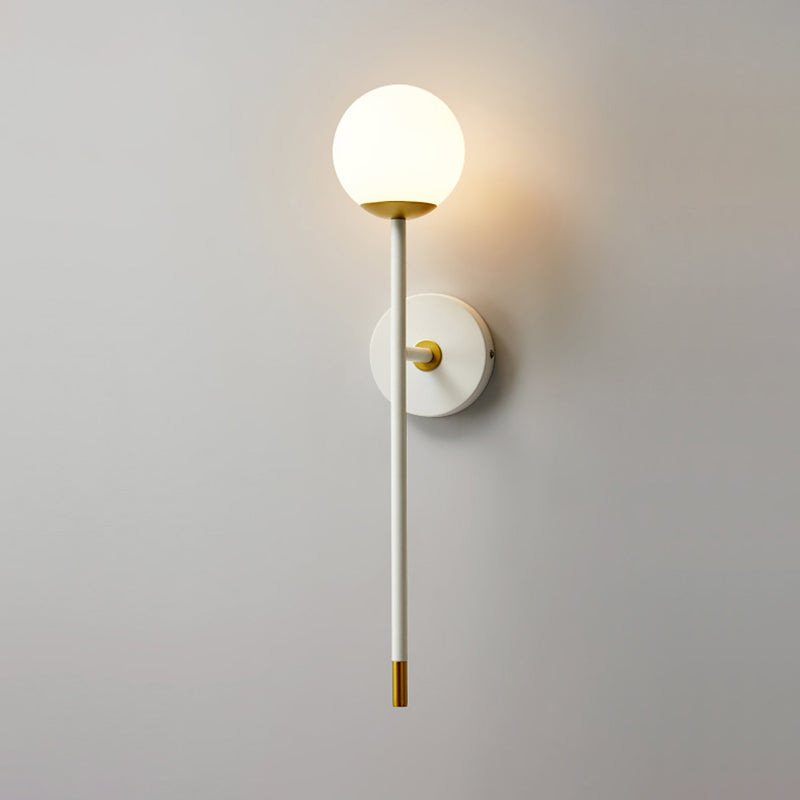 BowLift | Long Arm Nightstand Wall Light Kit Milk Frosted Glass Simple Wall Light in White-Brass