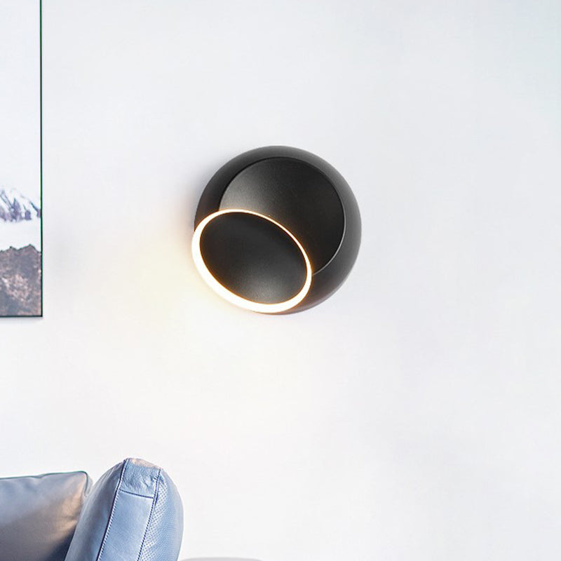 BowLift | Black/White Rotating Ellipse Wall Light Modern Novelty Iron LED Surface Wall Sconce with Simulated Eclipse Design