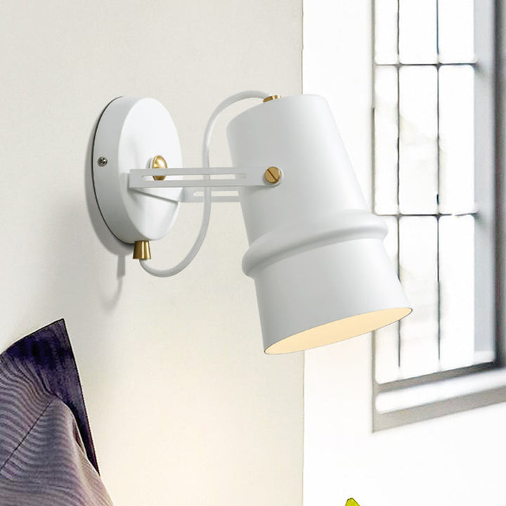 BowLift | Black/White Cone Wall Lamp Vintage Iron 1-Head Living Room Adjustable Wall Light Lighting Fixture