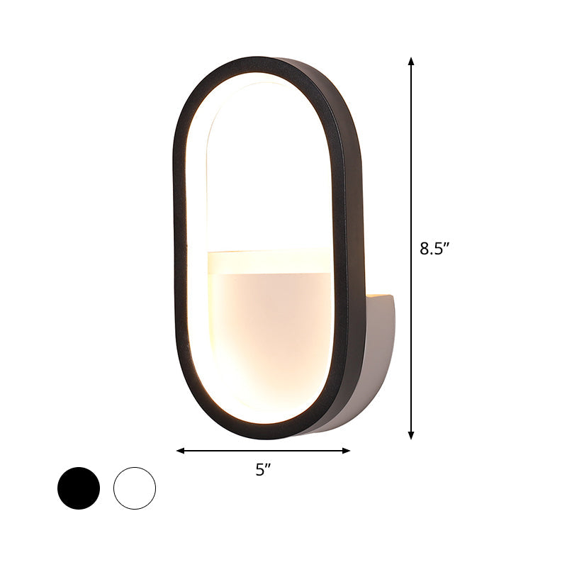 BowLift | Aluminum Ellips Mini Wall Lamp Simplicity White/Black LED Wall Fixture in Warm/White Light