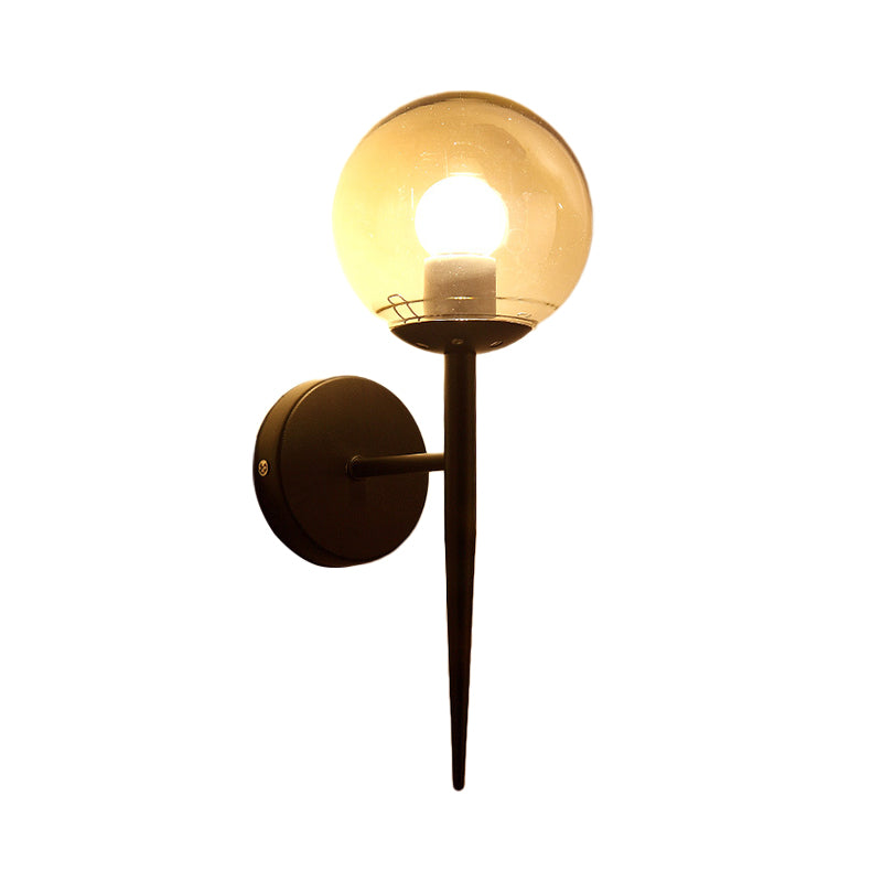 BowLift | Mini Sphere Living Room Wall Lamp Clear Glass 1 Light Minimalism Wall Lamp Ideas with Pencil Arm in Black/Gold
