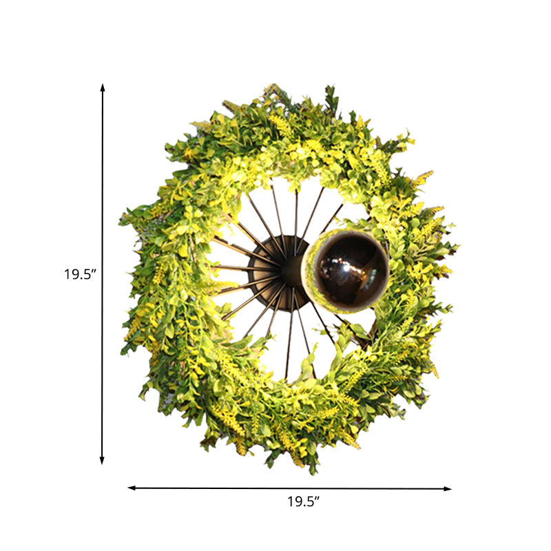 BowLift | Green Bike Wall Light Fixture Factory Iron 1 Bulb Restaurant Plant Wall Sconces Lighting Fixture, 16"/19.5" H