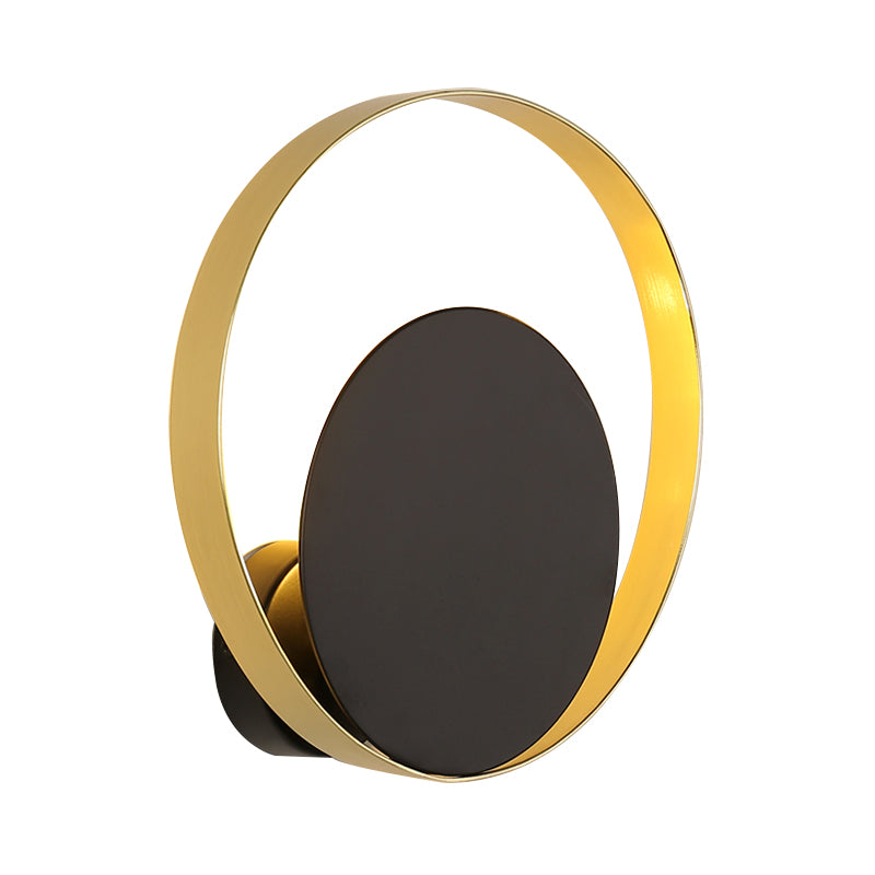 BowLift | Mid Century Circle Wall Light Iron 1 Head Hotel Wall Mounted Lighting Unit in Black-Gold