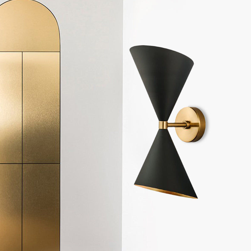 BowLift | Mid-Century 2 Bulbs Wall Lamp Metal Black-Gold Deformed Cocktail Shaker Wall Light