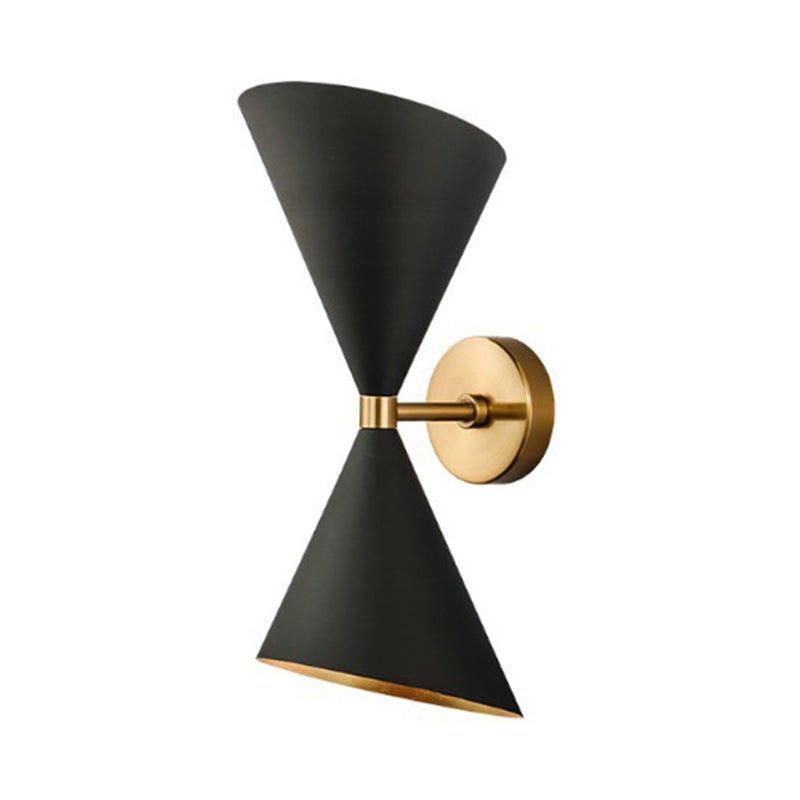 BowLift | Mid-Century 2 Bulbs Wall Lamp Metal Black-Gold Deformed Cocktail Shaker Wall Light
