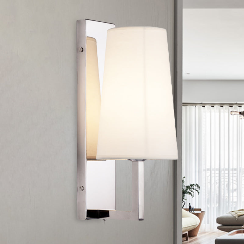 BowLift | Stainless steel rectangular wall lighting modern single chrome wall light with handmade cone fabric shade