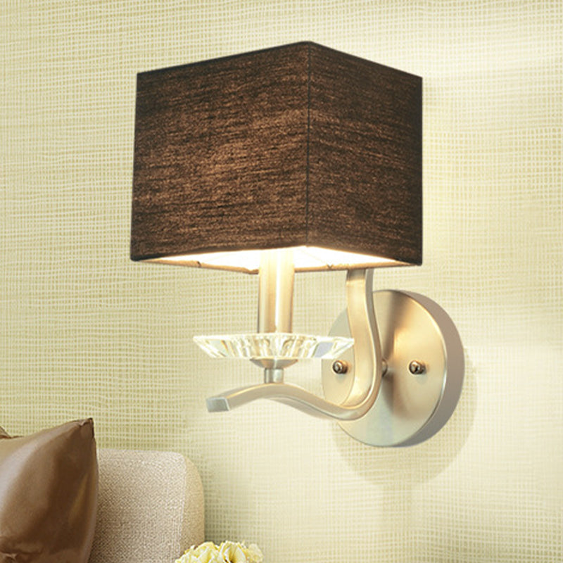 BowLift | Cube Nightstand Wall Lamp Fabric Single Modern Wall Light Wall Sconce in Gray/Black with Crystal Accent