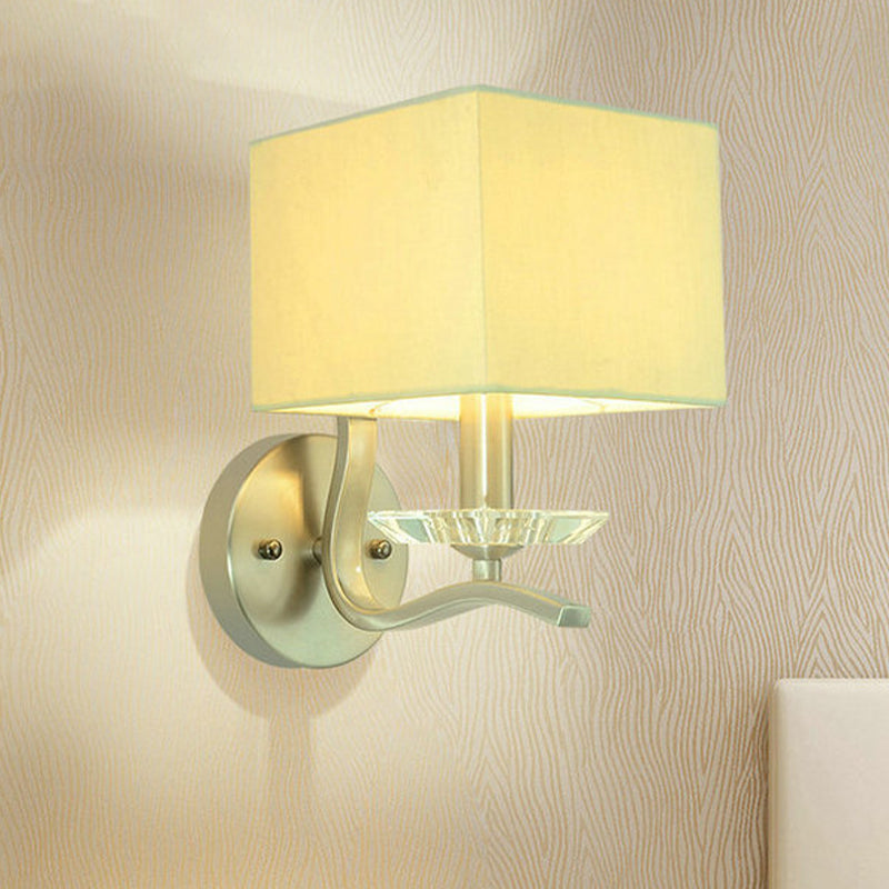 BowLift | Cube Nightstand Wall Lamp Fabric Single Modern Wall Light Wall Sconce in Gray/Black with Crystal Accent