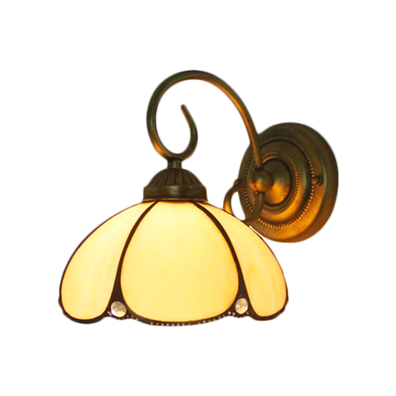 BowLift | Art Glass Petal Wall Lamp One Light Tiffany Traditional Wall Lamp in Beige for Kitchen