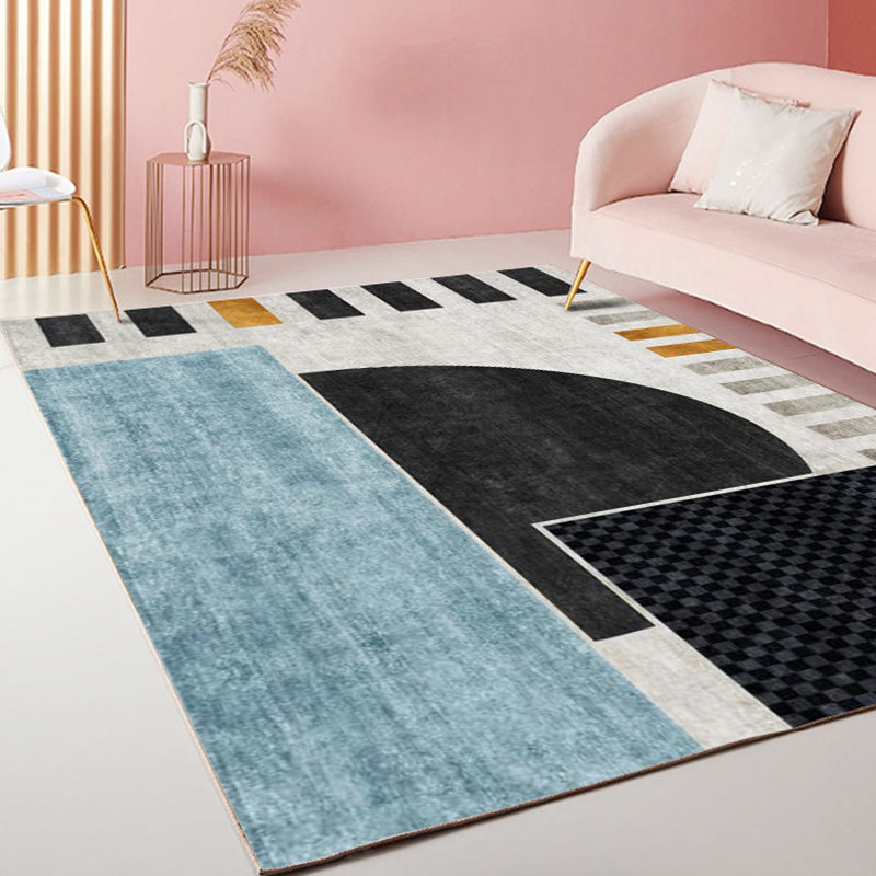 BowLift | Multicolor Living Room Rug Modernist Geometric and Striped Pattern Rug Polyester Washable Non-Slip Back Pet-Friendly Rug