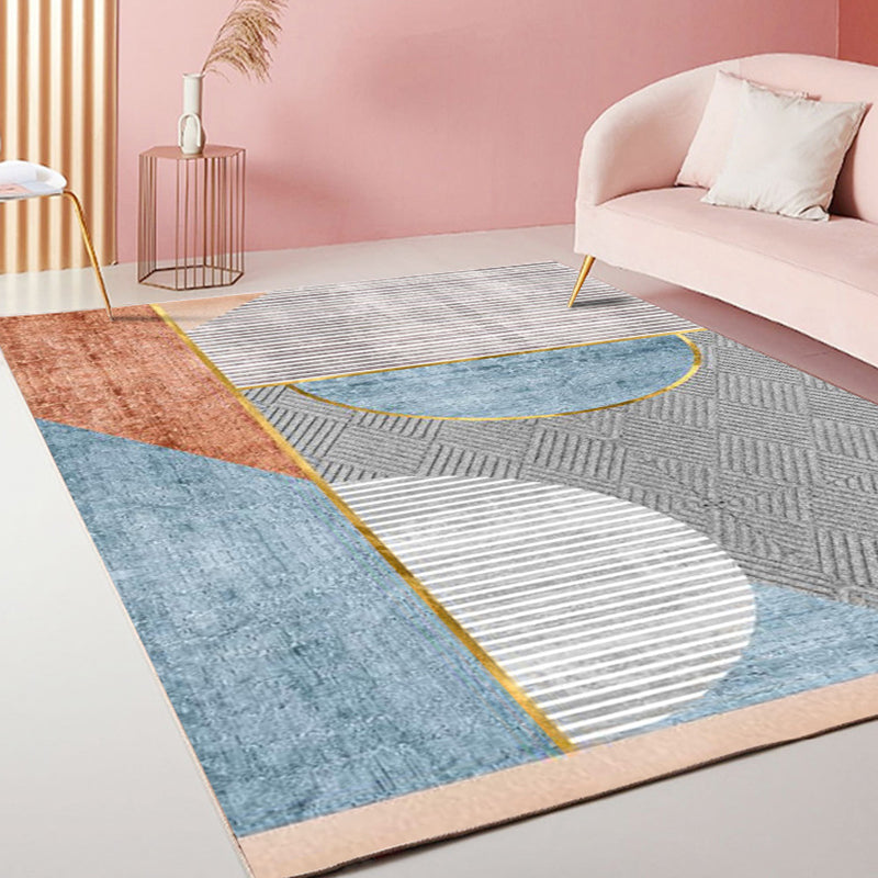 BowLift | Casual Stripe Pattern Carpet Multicolor Modern Carpet Polyester Pet-Friendly Washable Non-Slip Carpet for the Living Room