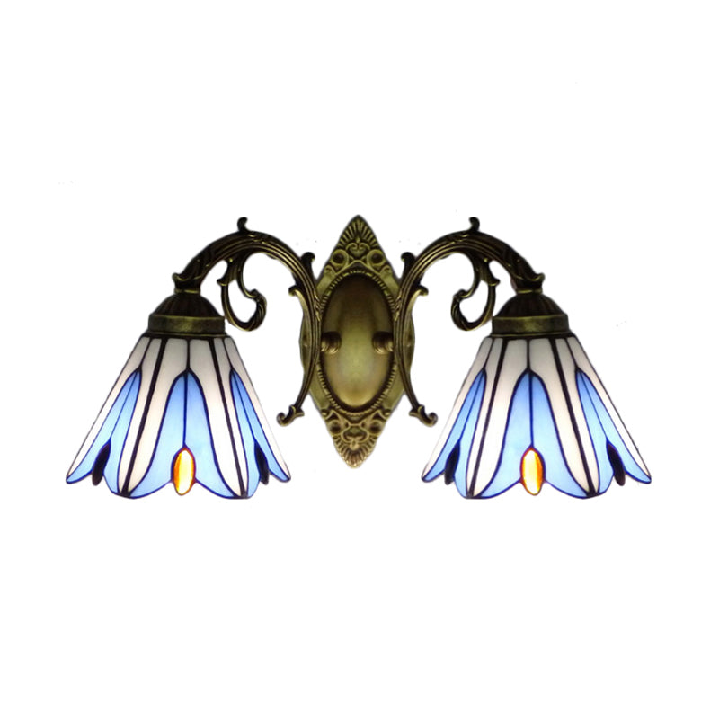 BowLift | Magnolia Wall Light Rustic Loft Stained Glass 2 Heads Wall Lighting for Living Room