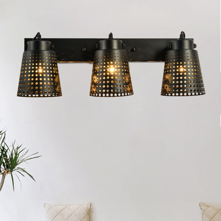 BowLift | Steel Wall Lamp with Hollow Design Industry 1/2/3-Head Indoor Rotating Wall Lamp in Black