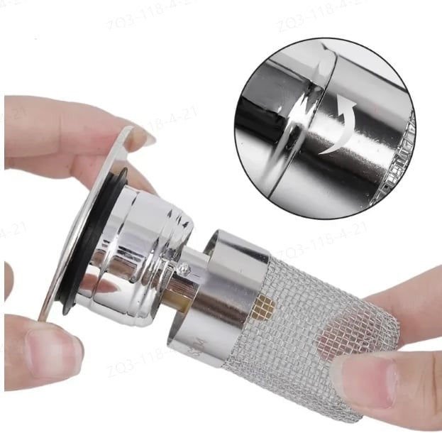 Stainless Steel Drain Filter with Hair Catcher – Rustproof Sieve for Kitchen and Bathroom, Clog-free | Bowlift