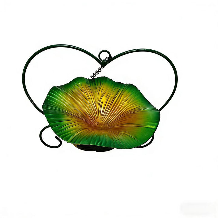 Decorative bird feeder station made of iron in flower shape