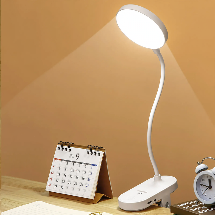 LED clamp light, dimmable, for desk and bed