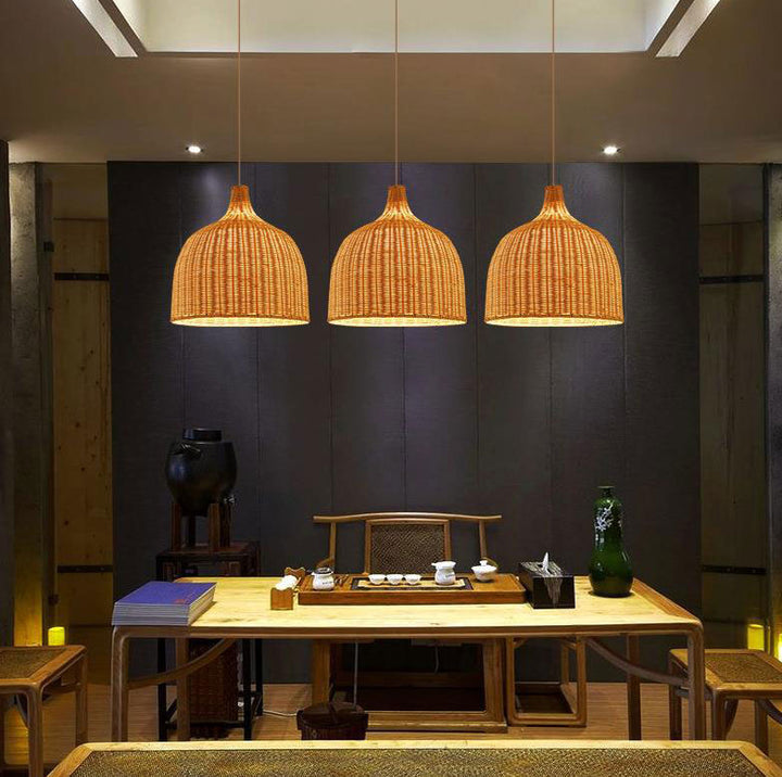 NatureGlow Pendant Lamp - Woven Reed and Bamboo Lighting | Bowlift