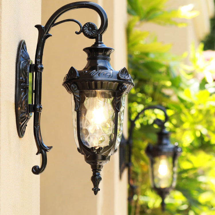 Traditional European Cylinder Lantern Aluminum Glass 1-Light Outdoor Wall Sconce Lamp For Outdoor Patio | Bowlift