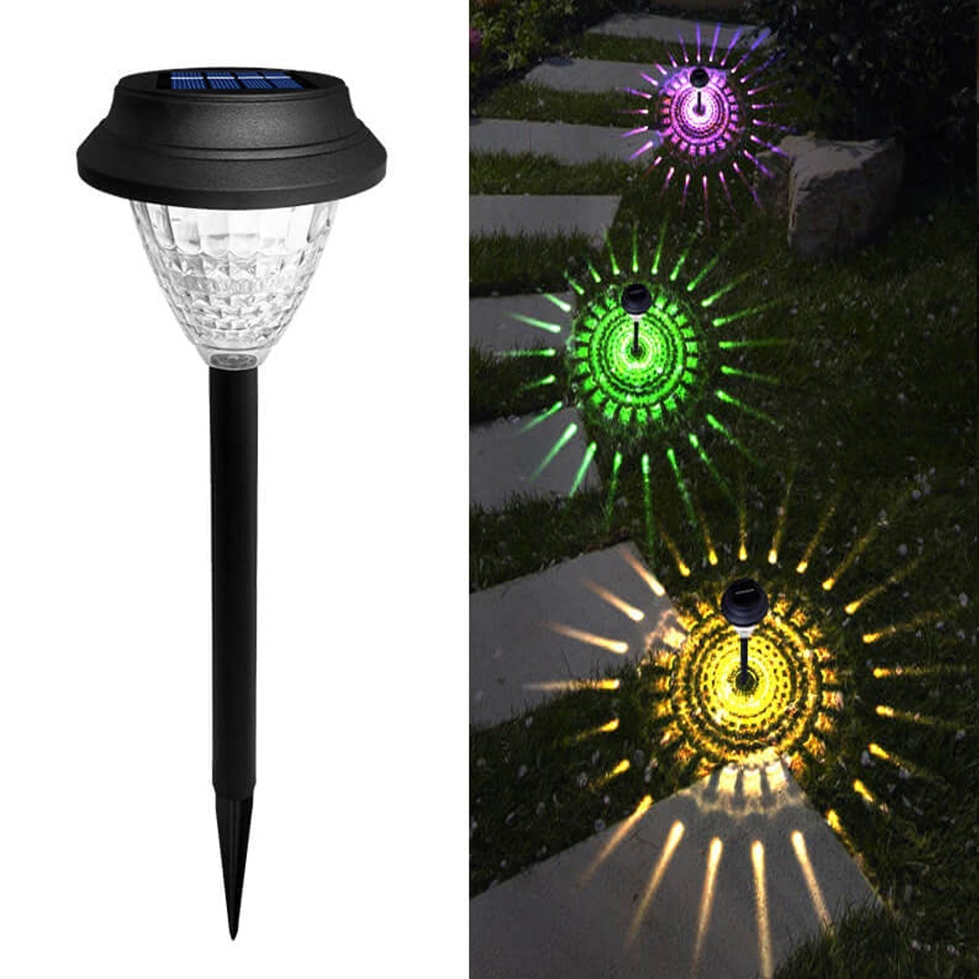 BowLift | Solar waterproof circular divergent light shadow design LED outdoor garden decorative light