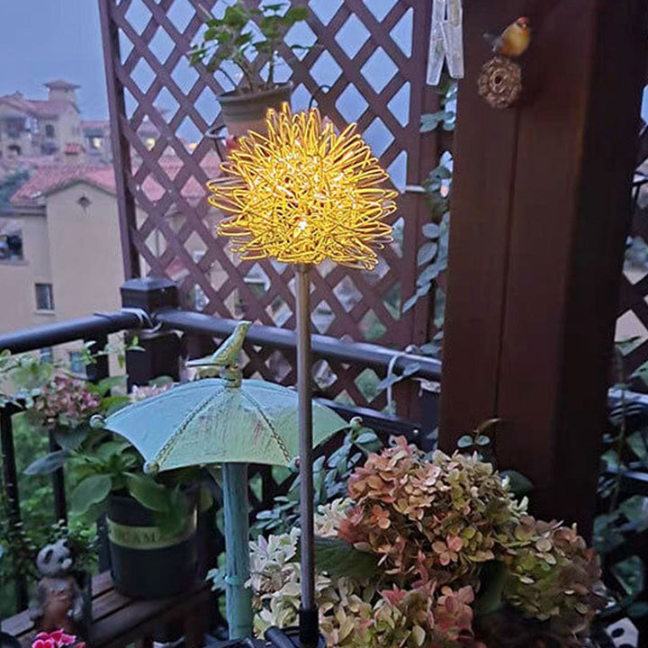 Solar Dandelion Aluminum Wire Globe Light LED Outdoor Waterproof Luminous Garden Insert Ground Landscape Light | Bowlift