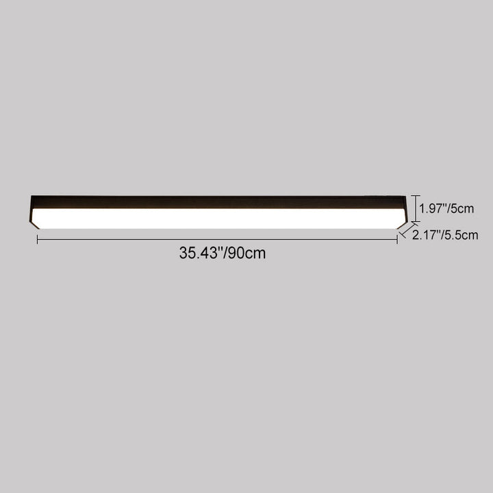 Modern Minimalist Long Rectangle Aluminum PC LED Flush Mount Ceiling Light For Outdoor Patio | Bowlift