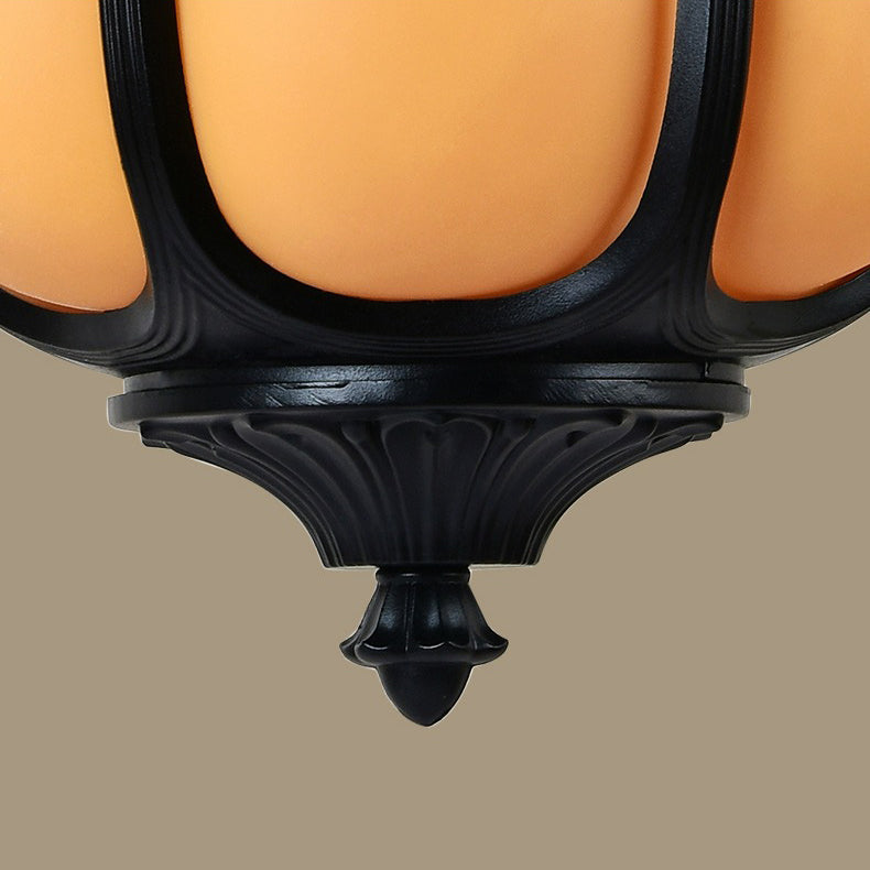 Traditional Chinese Waterproof Aluminum PC Dolomite Elliptical Pumpkin 1-Light Pendant Light For Ourdoor Patio | Bowlift