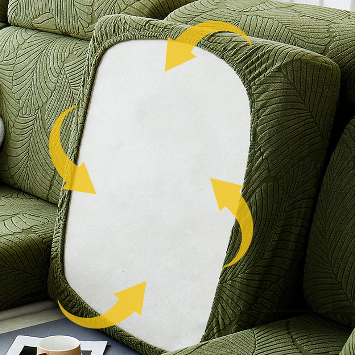 BowLift | Modern Leaf Jacquard Waterproof Anti-Scratch Stretch Full Cover Sofa Cover