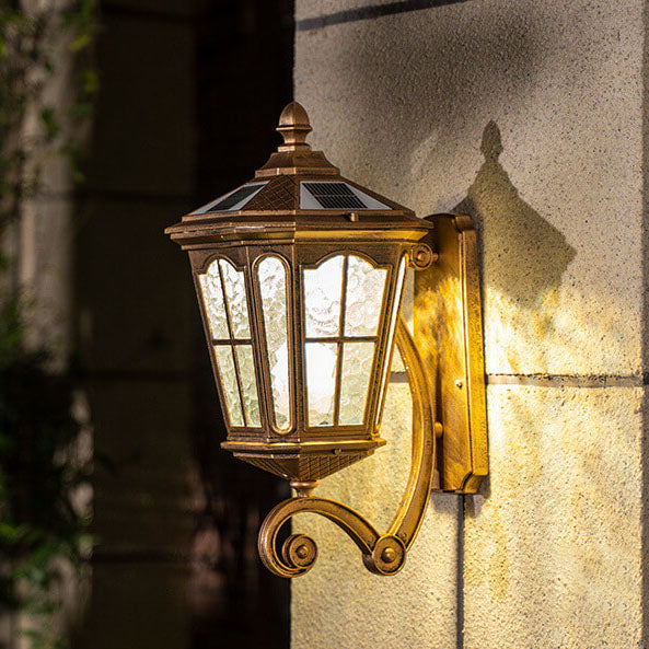 European Solar Outdoor Lantern Aluminum Glass Waterproof 1-Light Wall Sconce Lamp | Bowlift