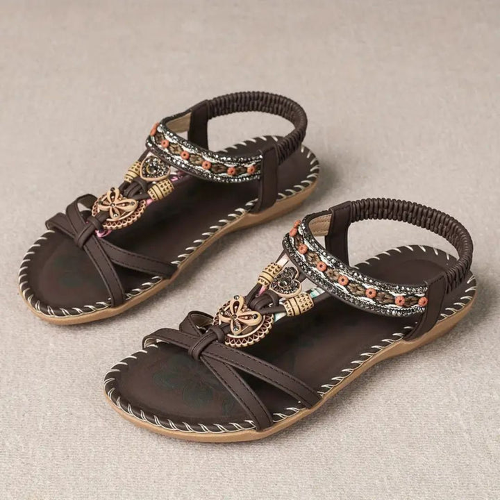 Zeyla – Boho Rhinestone Butterfly Flat Sandals