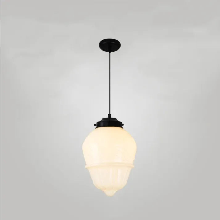 Vintage Geometric Hanging Lamp made of Matte Glass – Retro Pendant Light for Dining Room | Bowlift