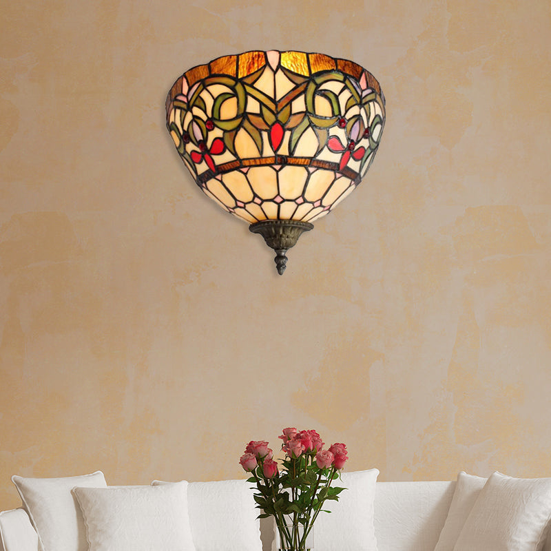 BowLift | Rustic Bowl Wall Lamp Lighting Colored Glass 1 Lamp Wall Lighting in Multicolor for Stairs